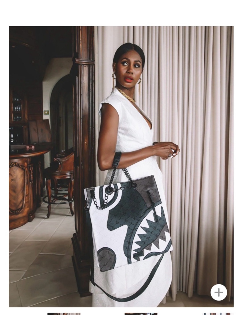 Sprayground White & Black Shark Graphic Tote